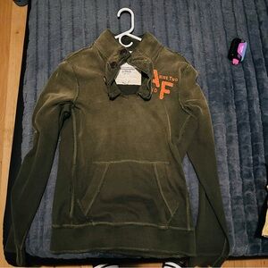 Abercrombie & Fitch Olive Green Sweatshirt with Orange Logo